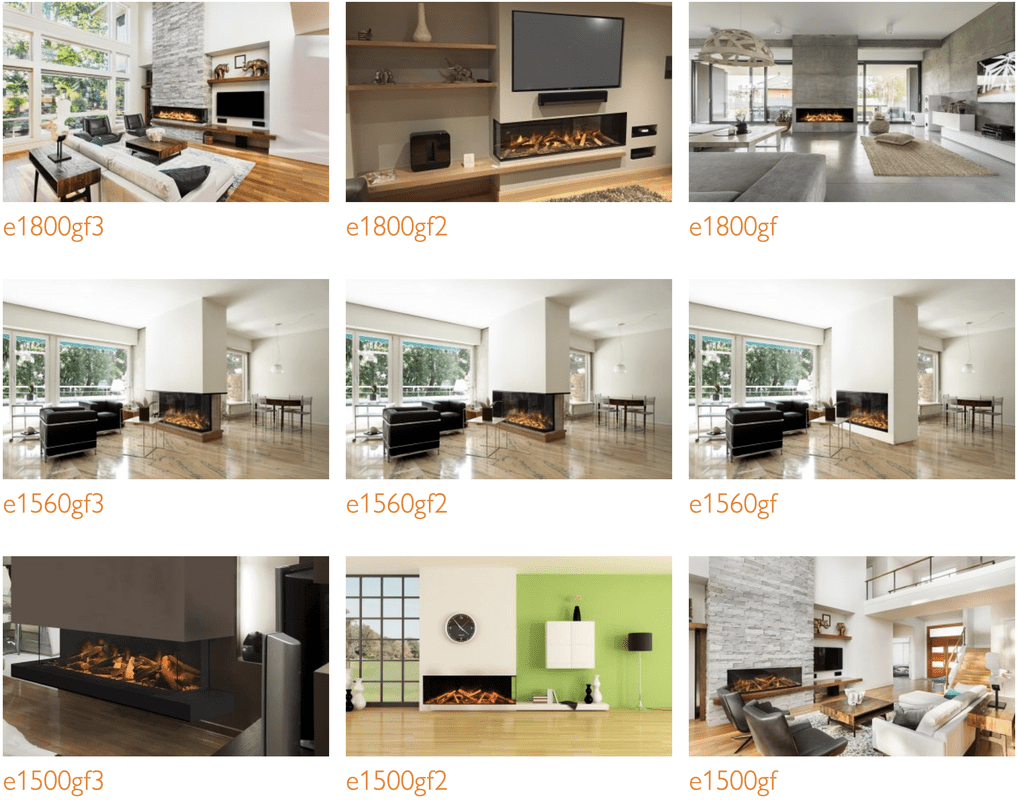 Range of electric fireplaces available at luxury fireplace showroom